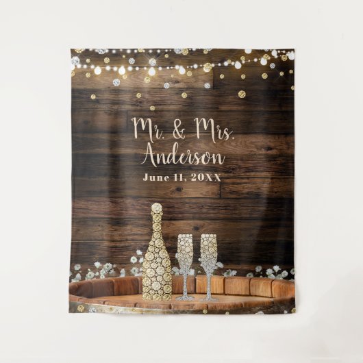 Rustieke houten vat lichten champagne & baby's ade wandkleed (Voorkant)