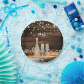 Rustieke houten vat verlicht champagne modern fees papieren bordje (Feest)