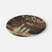 Rustieke houten vat verlicht champagne modern fees papieren bordje (Gekanteld)