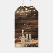 Rustieke houten vat verlicht champagne moderne gun cadeaulabel (Achterkant)