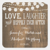 Rustieke houten verloving bruiloft stickers (Voorkant)