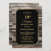 Rustieke houten verrassingsfeest voor 18e verjaard kaart (Voorkant / Achterkant)