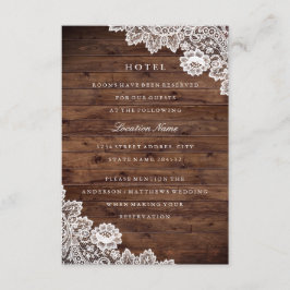Rustieke Houten Vintage Kant Hotel Accommodatie Informatiekaartje