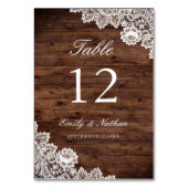 Rustieke Houten Vintage Kant Tafel Nummer Kaarten (Achterkant)