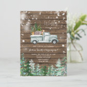 Rustieke houten vrachtwagen Winter Onederland 1e v Kaart (Staand voorkant)