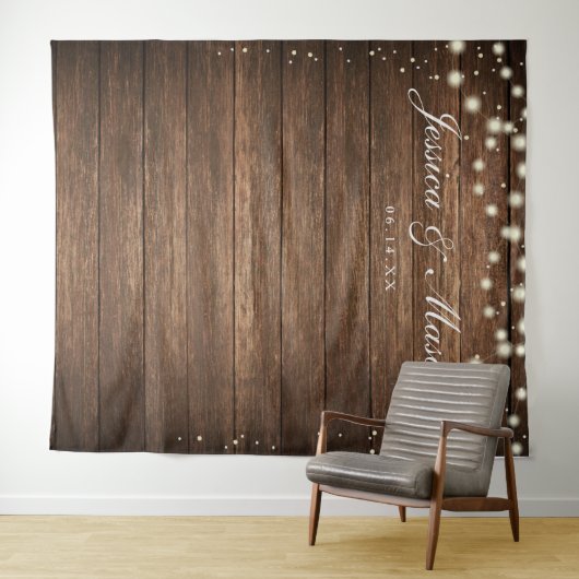 Rustieke houten wand achtergrond - Trouwfoto achte Wandkleed (In Situ (horizontaal))