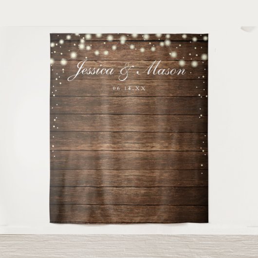 Rustieke houten wand achtergrond - Trouwfoto achte Wandkleed (Voorkant)