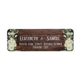 Rustieke houten waterverf bloemen retouradres etiket