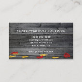 Rustieke Houten Waterverf Bloemen Rode Rose Zonneb Visitekaartje (Achterkant)