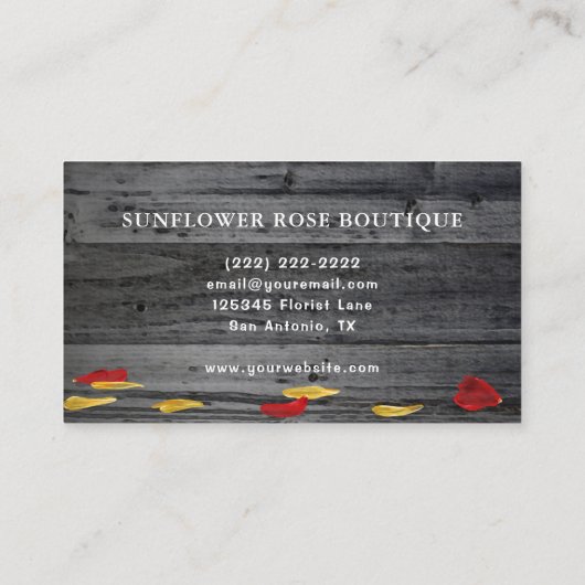 Rustieke Houten Waterverf Bloemen Rode Rose Zonneb Visitekaartje (Achterkant)