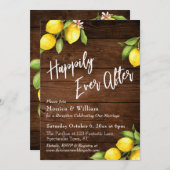 Rustieke houten waterverf citroenen Happily Ever A Kaart (Voorkant / Achterkant)