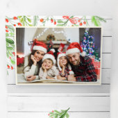 Rustieke houten waterverf gebladerte foto vakantie drieluik wenskaart (Binnenzijde eerst)