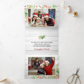 Rustieke houten waterverf gebladerte foto vakantie drieluik wenskaart (Binnen)