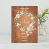 Rustieke Houten Waterverf Groene Bloemige Bruiloft Kaart (Staand voorkant)