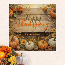 Rustieke Houten Waterverf Pompoen Familie Thanksgi