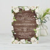 Rustieke Houten Waterverf Witte Bloem Bruidsdiner Kaart (Staand voorkant)