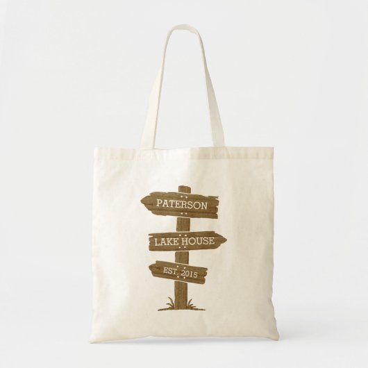 Rustieke houten wegwijzer Vakantiehuis Tote Bag (Voorkant)