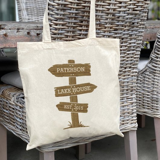 Rustieke houten wegwijzer Vakantiehuis Tote Bag