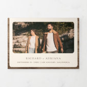 Rustieke houten Westerne kapel alles in één bruilo Drieluik Uitnodiging (Cover)