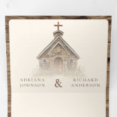 Rustieke houten Westerne kapel alles in één bruilo Drieluik Uitnodiging (Binnenzijde eerst)