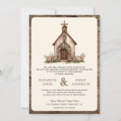 Rustieke houten Westerne kapel alles in één bruilo Kaart (Voorkant)