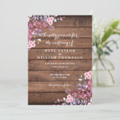 Rustieke Houten Wilde Bloemen Bloemige Bruiloft Kaart (Staand voorkant)