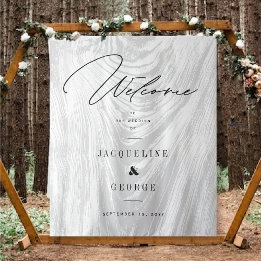 Rustieke Houten Winter Woud Bruiloft Welkom Design Wandkleed