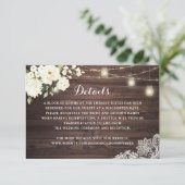 Rustieke Houten Witte Bloemrijke Kant Bruiloft Det Kaart (Staand voorkant)