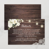 Rustieke Houten Witte Bloemrijke Kant Bruiloft Det Kaart (Voorkant / Achterkant)