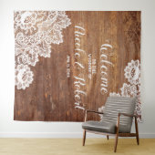 Rustieke Houten Witte Kant Bruiloft PhotoBooth Ach Wandkleed (In Situ (horizontaal))