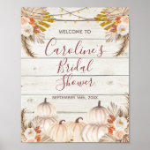 Rustieke Houten Witte Pompoen Bruids Bruiloft Welk Poster (Voorkant)