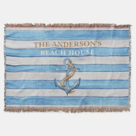 Rustieke Houten Zeevaart Strepen Gezins Strandhuis Deken