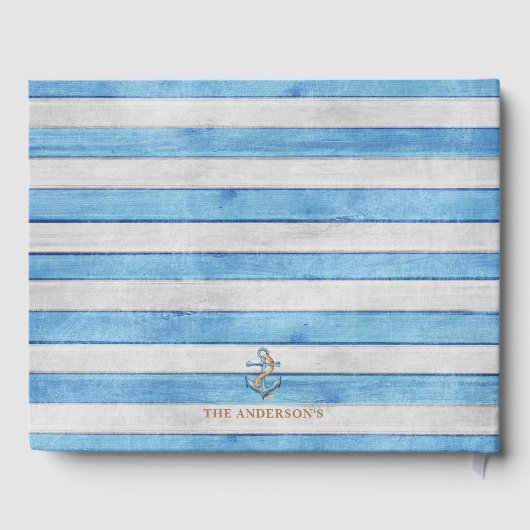 Rustieke Houten Zeevaart Strepen Gezins Strandhuis Gastenboek (Achterkant)