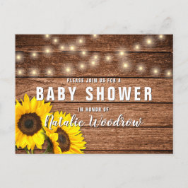 Rustieke Houten Zonnebloem Baby Shower Uitnodiging Briefkaart