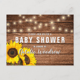 Rustieke Houten Zonnebloem Baby Shower Uitnodiging Briefkaart