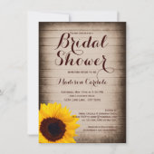 Rustieke Houten Zonnebloem Bruidsdouche Uitnodigin Kaart (Voorkant)