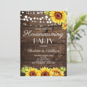 Rustieke Houten Zonnebloem Housewarming Feest Kaart (Staand voorkant)