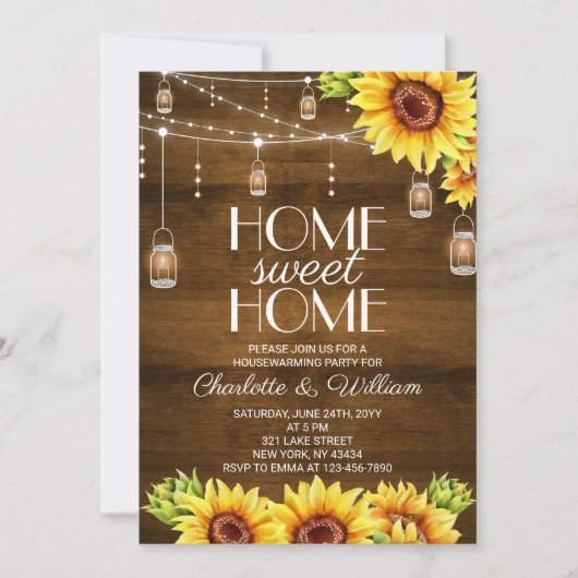 Rustieke Houten Zonnebloem Housewarming Feest Kaart (Voorkant)