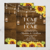 Rustieke Houten Zonnebloem Housewarming Feest Kaart (Voorkant / Achterkant)