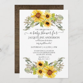 Rustieke Houten Zonnebloem Jongen Baby shower Wate Kaart