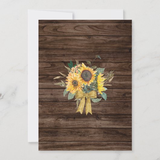 Rustieke Houten Zonnebloem Landelijke Schuur Bruid Kaart (Achterkant)