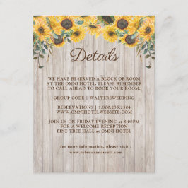 Rustieke Houten Zonnebloem Schuur Bruiloft Informatiekaartje