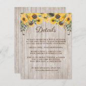 Rustieke Houten Zonnebloem Schuur Bruiloft Informatiekaartje (Voorkant / Achterkant)