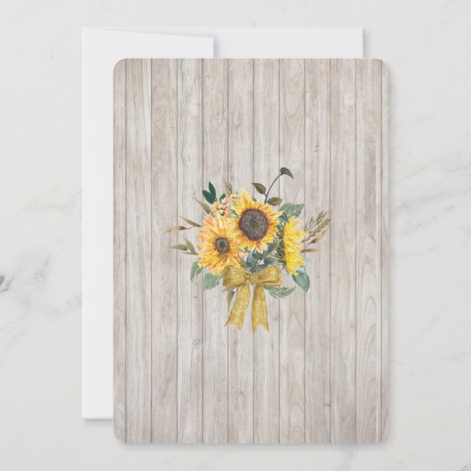 Rustieke Houten Zonnebloem Schuur Bruiloft Kaart (Achterkant)