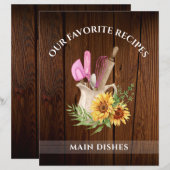 Rustieke houten zonnebloem tabbed recept Multomap  (Voorkant / Achterkant)