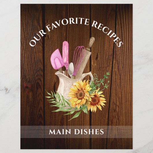 Rustieke houten zonnebloem tabbed recept Multomap  (Voorkant)