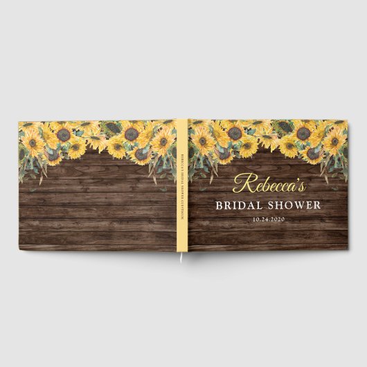 Rustieke houten zonnebloem Vrijgezellenfeest gaste Gastenboek (Volledig)