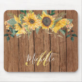 Rustieke Houten Zonnebloem Watercolor Persoonlijk Muismat (Voorkant)