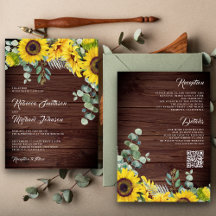 Rustieke Houten Zonnebloemen Eucalyptus QR Code Tr