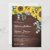 Rustieke Houten Zonnebloemen Eucalyptus QR Code Tr Kaart (Voorkant)